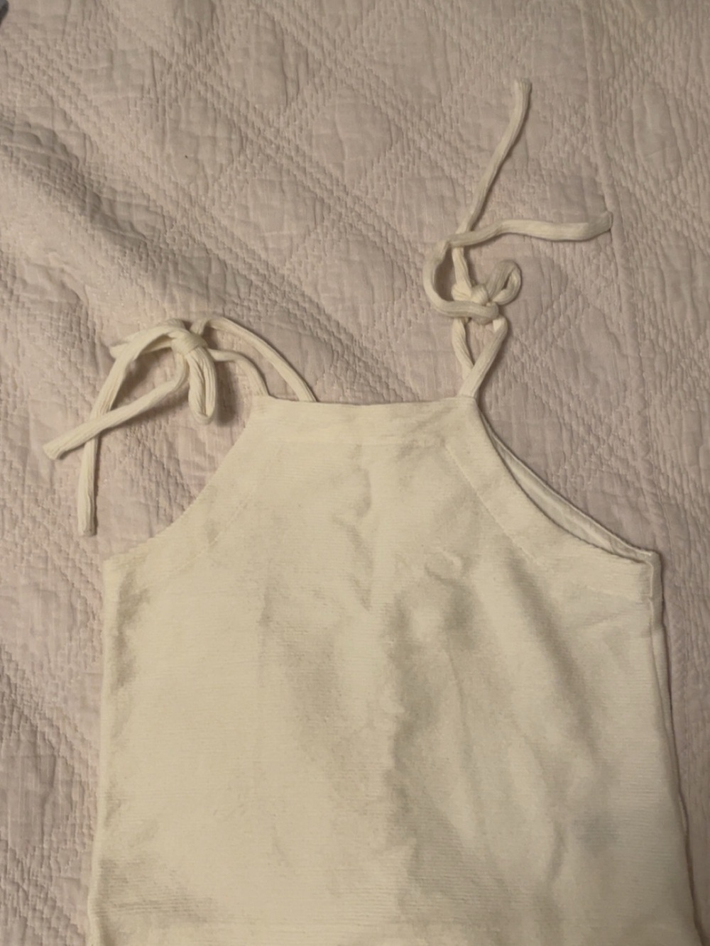 Madewell Cream Ribbed Tie-Strap Tank